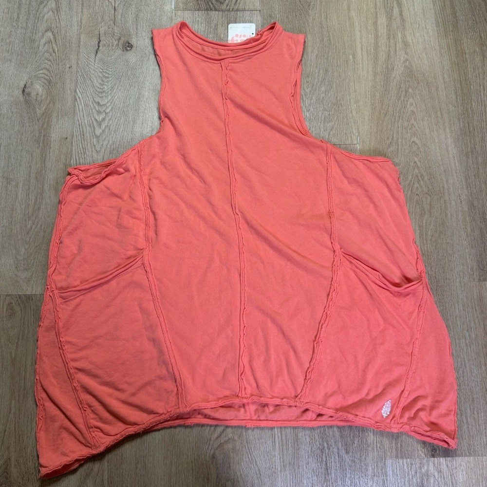 NWT free people fp movement coral‎ sleeveless tunic top with pockets S $48